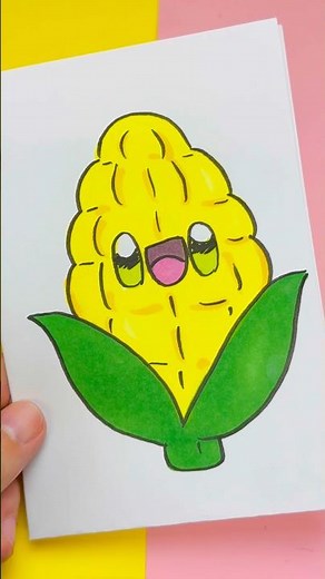 🌽 How to Draw a Kawaii Corn Cob ✨ Step by Step