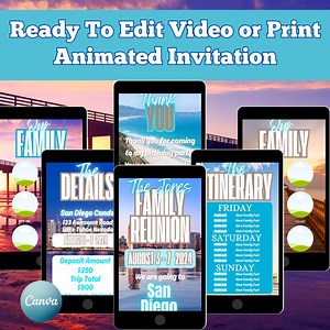 Digital Family Reunion Invitation, Editable Party Invite Template, Mobile Text Evite, Instant Download, Phone Reunion Vacation Invitation - Etsy