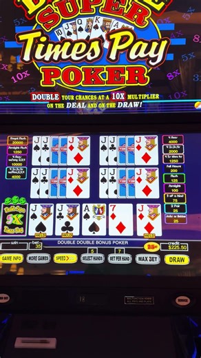 3 of a kind dealt with 5x multiplier!!! Come on, Quad Jacks! #poker #videopoker #casino #vegas