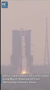 5.4K views · 304 reactions | China's new medium-lift carrier rocket Long March-8 made its maiden flight, sending five satellites into the planned orbit | China Xinhua News | Facebook