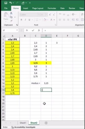 How to find the mode of single data using Excel formulas #statistics #excel