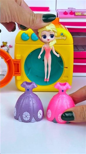 ASMR Toy Unboxing Frozen Elsa Princess & Washing Machine Toy Set | Satisfying Toy Sounds #Shorts