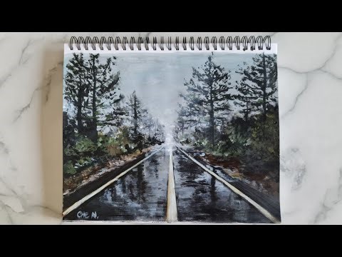 Slippery Road After the Rain / Acrylic Painting Tutorial by Cheryl Navarro