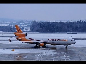 Centurion Cargo MD-11 take off runway 16 at ZRH