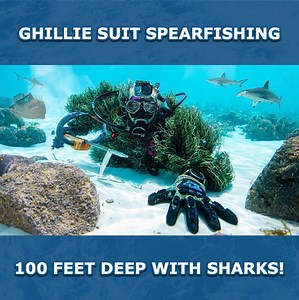 71K views · 700 reactions | We take the ghillie suit down 100ft deep to try to spearfish and end up being surrounded by sharks!! 麗 | Jiggin' With Jordan | Facebook
