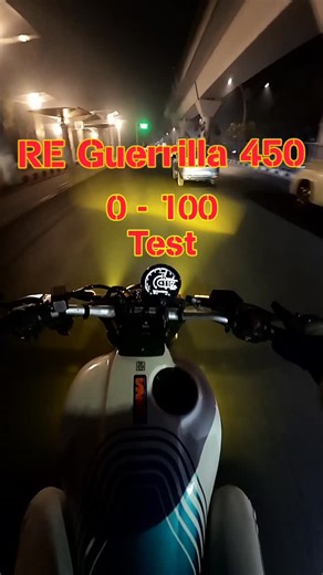 SinghMeetsSherpa on Instagram: "0-100 kmph test on Royal Enfield Guerrilla 450. Not the best attempt but expect the best to be 0.5 seconds quicker."