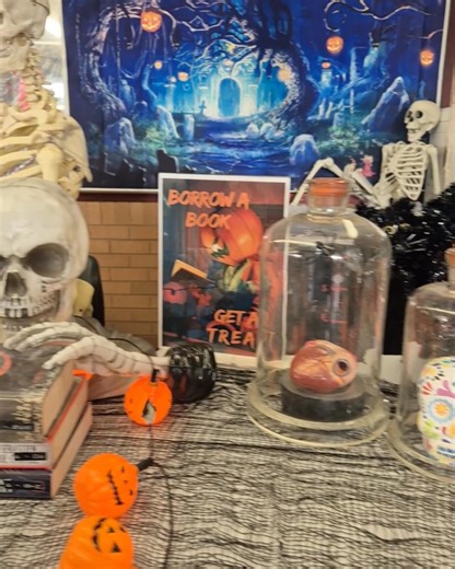 2.4K views · 26 reactions | Halloween is creeping into the Library this week! Check out our spooky display, borrow a book and grab a treat, enjoy some Halloween-themed colouring, and paint your very own sugar skull. Sugar skull painting will take place Wednesday at lunchtime. Spots are limited - sign up outside the Library to secure your place! | Menai High School | Facebook