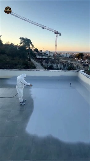 Satisfying Roof Waterproofing Spray Coating | Flat Roof Protection Process #construction