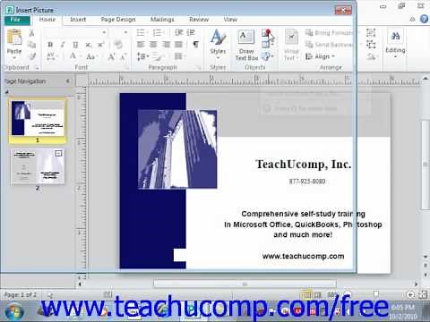Publisher 2010 Tutorial Inserting Clip Art and Pictures Microsoft Training Lesson 3.4