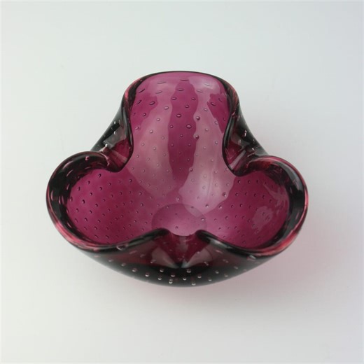 Vintage 1960s Murano Cranberry Pink Controlled Bubble Art Glass Ashtray | Italian Mid-century Bowl | Handblown Sommerso Dish - Etsy