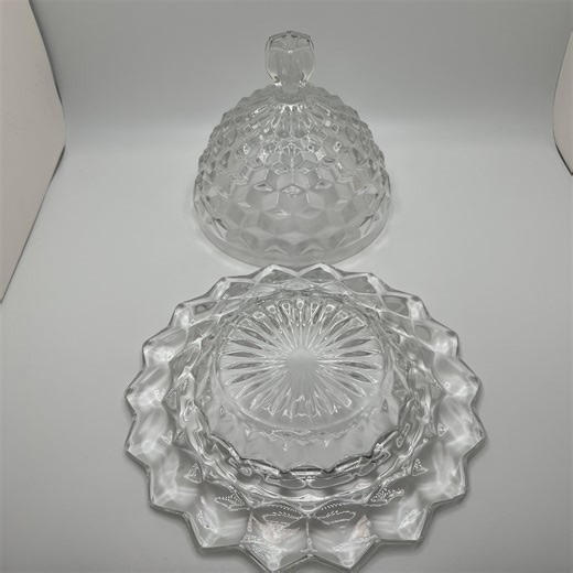 Vintage Cubist American Fostoria Glass Dome Butter Dish Cheese Dish 6” - Etsy