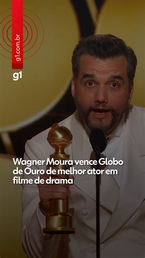 É do Brasil - Wagner Moura venceu o prêmio de melhor ator em filme de drama no Globo de Ouro 2026, na cerimônia deste domingo (11). No discurso, o brasileiro agradeceu especialmente ao diretor Kléber Mendonça Filho e falou sobre a mensagem de "O Agente Secreto". "É um filme sobre memória, a falta dela e um trauma geracional. Eu acho que se um trauma pode ser passado por gerações, os valores também podem. Esse prêmio vai para quem está seguindo seus valores em momentos difíceis", disse. 🗨️"E par