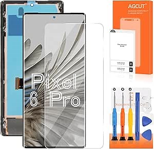 OLED for Google Pixel 6 Pro 5G LCD Screen Replacement for Pixel 6 Pro LCD Display GLUOG G8VOU LCD Digitizer Screen Touch Assembly with Frame+Video（with Fingerprint Function,No Fingerprint Cable