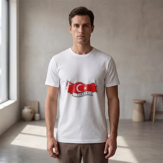 Turkey Map T-shirt With Crescent Star Flag, Red White Country Outline Tee, Turkish Pride Heritage Graphic Shirt, Cultural Symbol Casual Top - Etsy