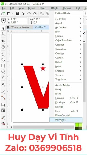 Cách tạo chữ V nghệ thuật với Pointillizer #coreldraw #tutorial