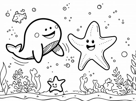 Dessin facile de baleine à imprimer et à colorier