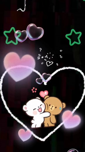 Cute Animated Bears Hugging in a Whimsical Heart