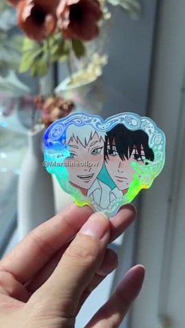 TSHD Heart Frame Sticker - Holographic Glitter Stickers - Anime Sticker - Etsy