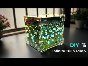 DIY Infinity Mirror Tulip Cube LED Lamp | Step by Step Tutorial #unboxing #diy #homedecor #tuliplamp