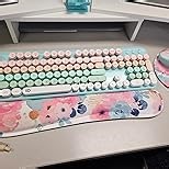 Wireless Keyboard and Mouse Combo, 2.4 GHz Wireless Full-Sized Typewriter Keyboard with Round Keycaps for Windows, Computer, Desktop, PC, Laptop (Purple)