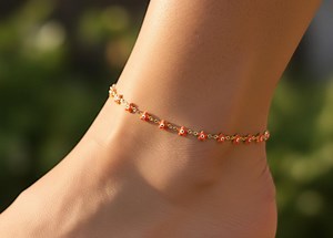 Evil Eye Anklet for Women, Tiny Flower Anklet Bracelet, Handmade Dainty Ankle Chain, Protective Nazar Jewelry, Summer Beach Anklet for Her - Etsy