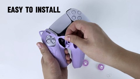 Rigych PS5 Controller Skin, Anti-Slip Controller Cover Case with Thumb Grip Caps for PlayStation 5 DualSense Wireless (Pink)