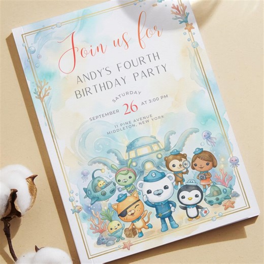 Octonauts Inspired Birthday Invitation, Watercolor (toddler & Preschool Party Invite, Editable Digital, Printable, Instant Download) - Etsy