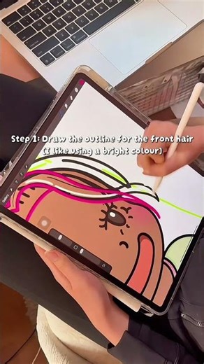 How I draw my Lulu Paper Doll Wigs! Procreate cartoon drawing for kids tutorial #procreate