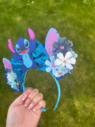 Handmade Blue Alien Inspired Floral Ears Headband – Sparkly Glitter & Sequin – Theme Park Accessory – Cute Character Ears - Etsy
