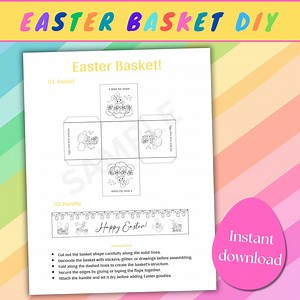 Easter Basket Printable Template for Kids - Coloring Activity | Printable | Digital Download | PDF US Letter - Etsy UK
