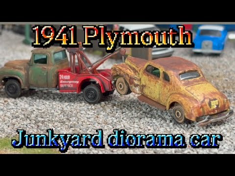 A Matchbox 1941 Plymouth gets wrecked for my 1:64 junkyard diorama and how I paint rust.￼