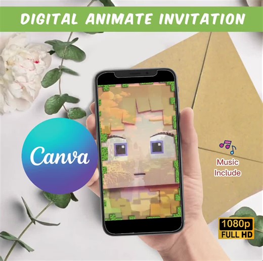 Minecraft Animated Invitation Birthday,party Video Invitation,birthday Digital Video Invite,digital Animated Invitation,minecraft Invitation - Etsy