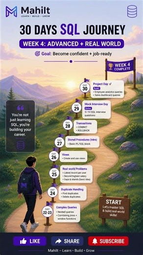 SQL in 30 Days Roadmap - WEEK 4🔥 Beginner to Advanced Roadmap | MahiIt