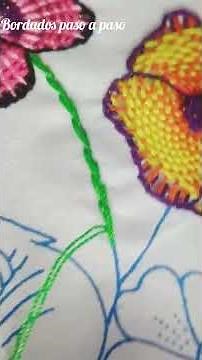3 puntadas para bordar tallos delgados o contornos en servilletas, bordado explicado paso a paso