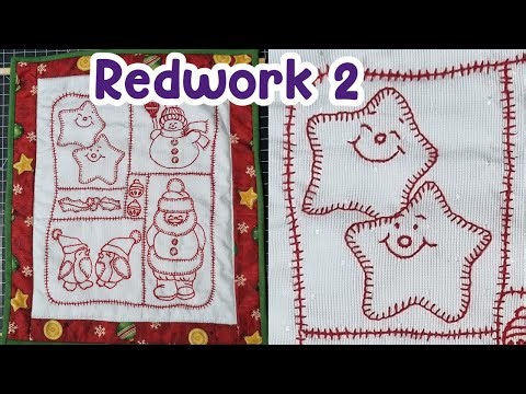 Bordado redwork - Calendario de adviento #navidad