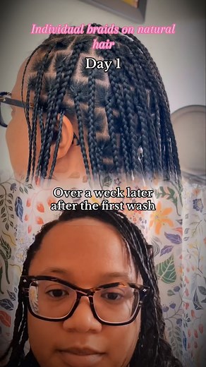 We love a good low tension protective style💆🏾‍♀️ Individual braids on natural hair over a week later and after a first wash! Link in bio to book the look. #hairundecided #protectivestyle #brooklynbraider #naturalhairstyles | hairundecided