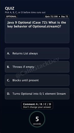 Quiz 272 Optional stream Java9 | #shorts #java #quiz