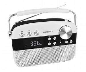 RadioShack AM/FM 2-Band Vintage Radio with Bluetooth Function and USB/TF ports White