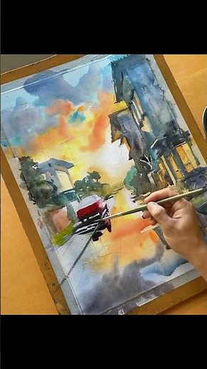 Painting Luminous Reflections and Gentle Shadows in Urban Watercolour #art #watercolor #artistic