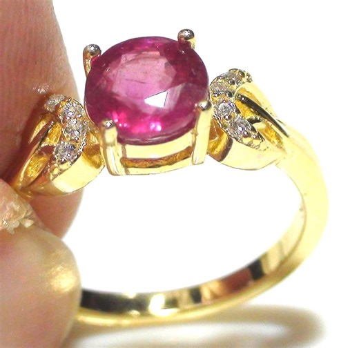 Natural! Charry Pink Transparent Ruby Ring 925 Sterling Silver Yellow Gold Plated. Size 7.0 - Etsy