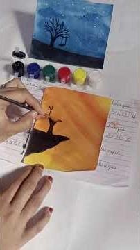 making beautiful scenery 🥰 with only 20 rupees water colour 😃