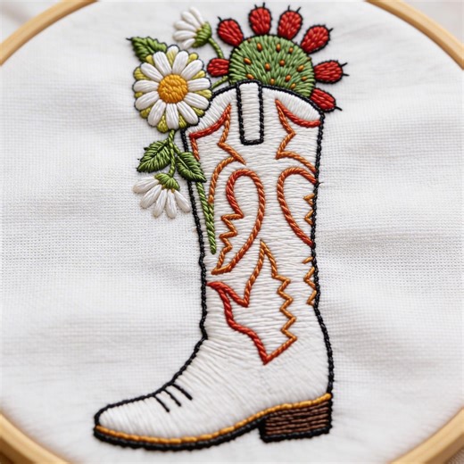 Cowboy Boot Hand Embroidery Design, Desert Boot Embroidery PDF File - Etsy