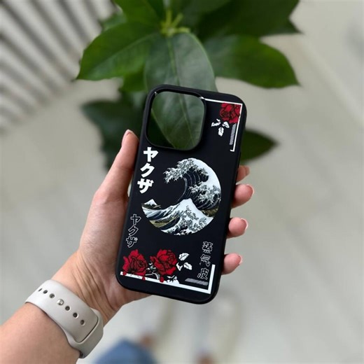 Japanese Wave iPhone 17 Pro Max Case, Japanese Art Phone Cover for iPhone 16 With Magsafe, Ocean Wave Tattoo Design Case - Etsy