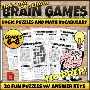 First Day of School Activities Math 7th Grade | Fun Math Worksheets Brain Breaks