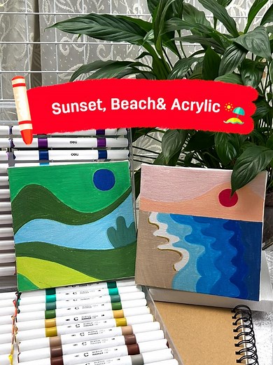Stunning Sunset Beach Scene Acrylic Marker Art