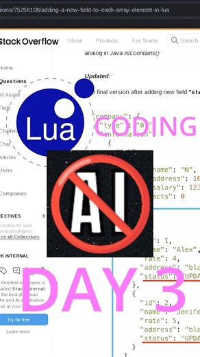 Day 3 of Lua coding without AI until i get good