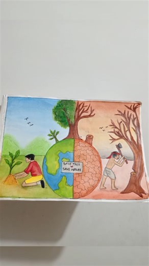 ✨beautiful save tree 🌲 save earth 🌎 drawing#shorts#drawings#paintings#trending