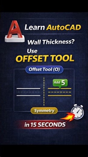 AutoCAD Offset Tool Trick | Make Parallel Lines Fast #shorts #autocad