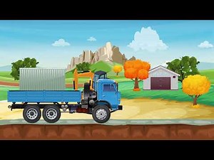 Baustellenmaschinen, Bagger, Erdbagger, LKW Animation für Kinder
