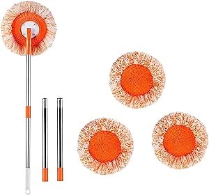 360° Rotatable Adjustable Cleaning Mop with 4 Mop Head, Extendable Wall Cleaning Mop, Spin Mop for Floor Cleaning, Wall Cleaning Bathroom Cleaning Household Supplies